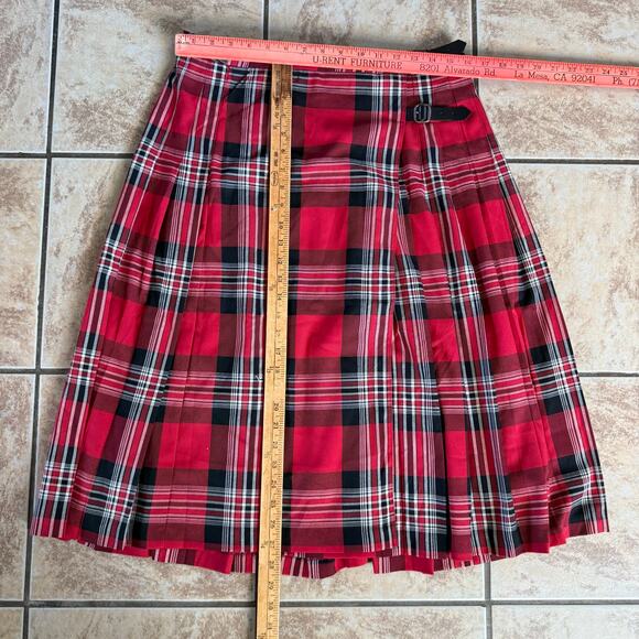 Urban Outfitters BDG Plaid‎ Kilt Midi Skirt Size Medium Red Tartan Academia - Picture 6 of 9